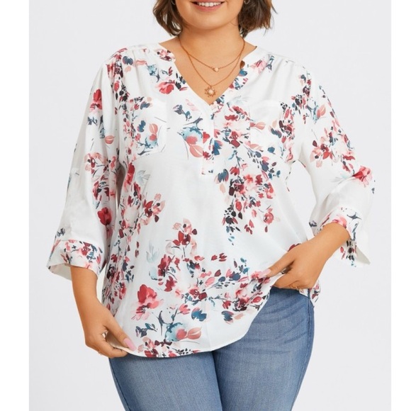 Torrid Harper Floral Y Neck Top 5X - Picture 1 of 11